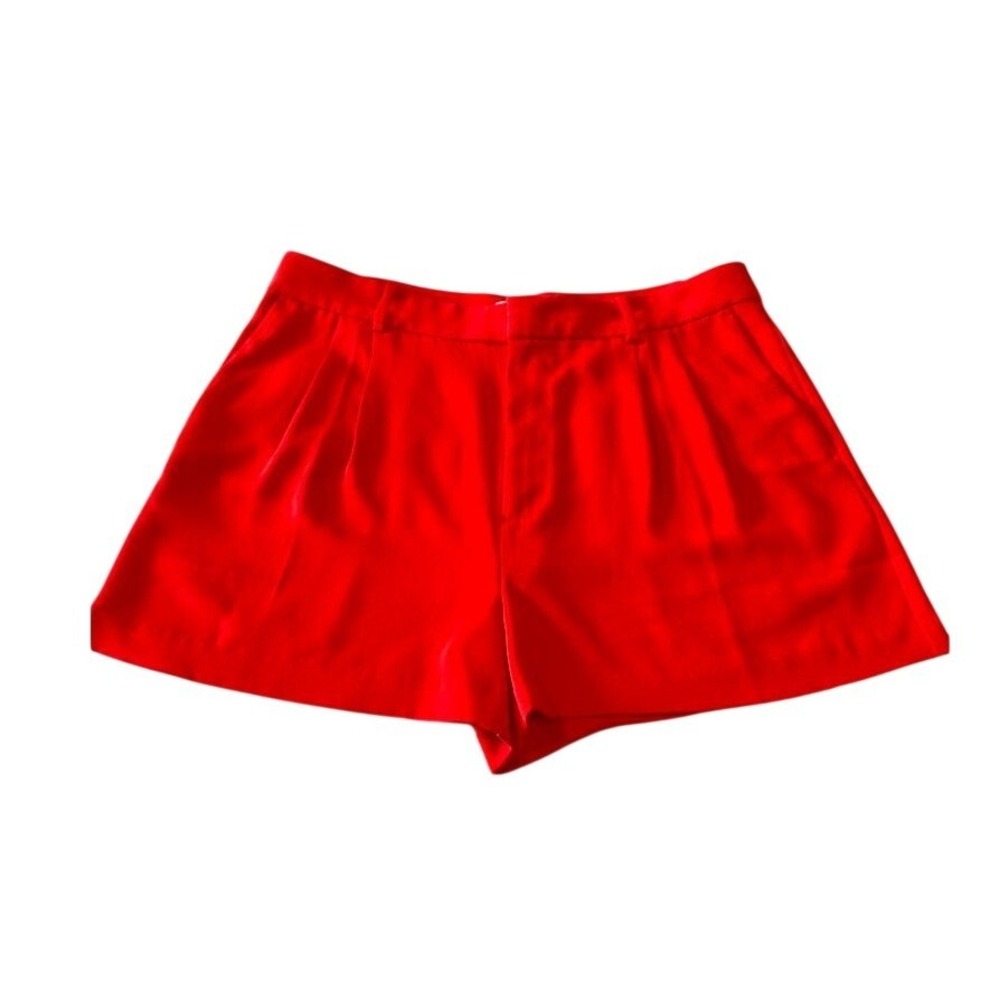 Madewell Red Pleated High Rise Shorts Womens Size 10 Fair Trade Certified